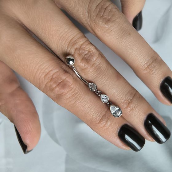 Серебряный пирсинг с фианитами