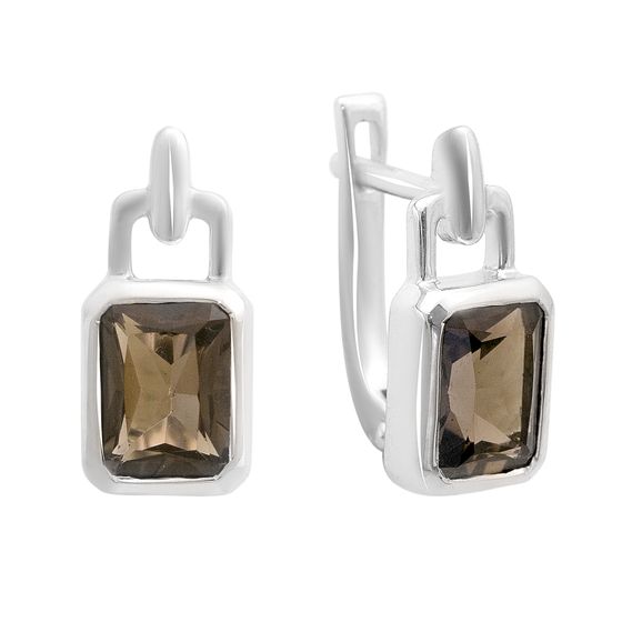Серебряные серьги с раухтопазом (дымчатым кварцем) 2.808ct