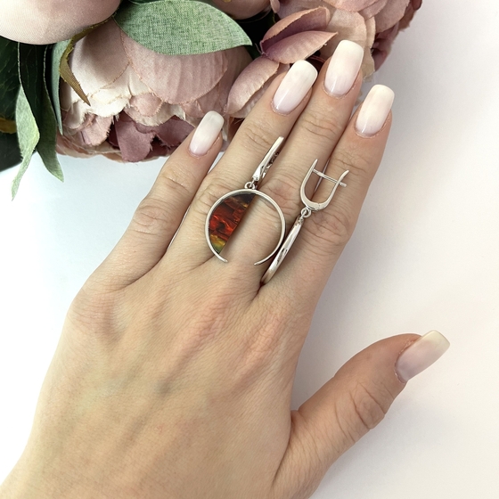 Срібні сережки з амолітом