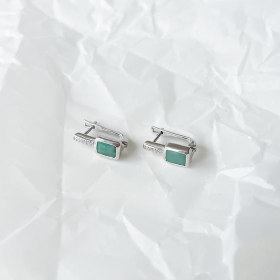 Серебряные серьги с изумрудом 1.923ct