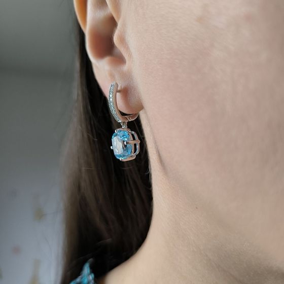 Серебряные серьги с топазом 10.683ct