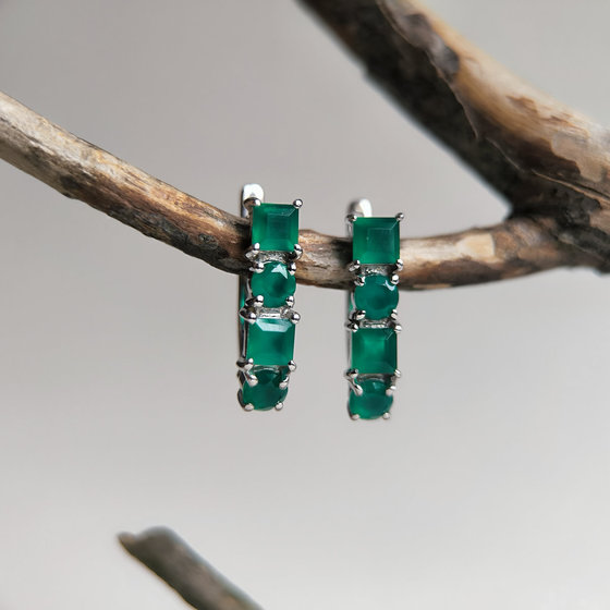 Срібні сережки з агатом 2.405ct