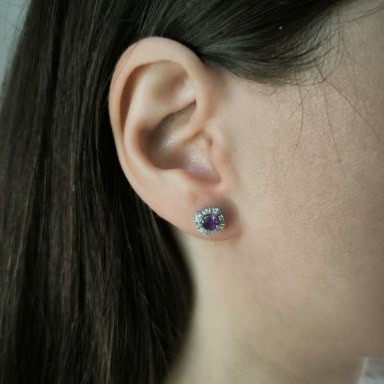 Срібні сережки з аметистом 0.732ct