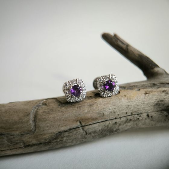Срібні сережки з аметистом 0.732ct