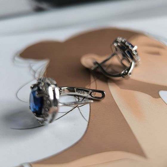 Срібні сережки з сапфіром nano 3,769 карата