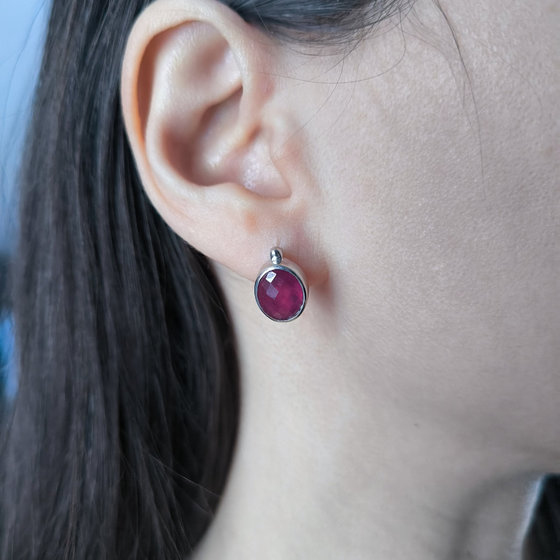 Срібні сережки з рубіном 7ct