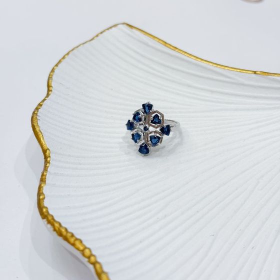 Silver ring with sapphire nano 1.578ct