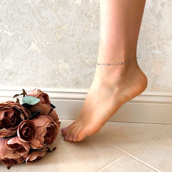 Срібний браслет на ногу без каменів