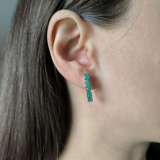 Срібні сережки зі смарагдом 1,675 карата