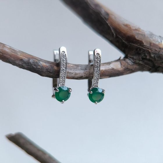 Срібні сережки з агатом 1.069ct