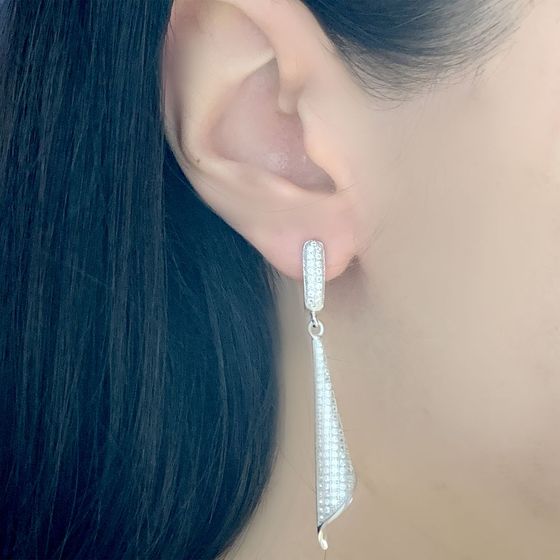 Срібні сережки з фіанітами