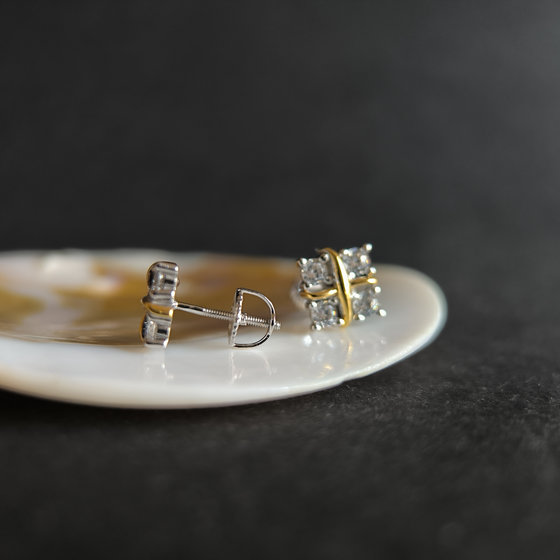 Silver earrings with Phianites