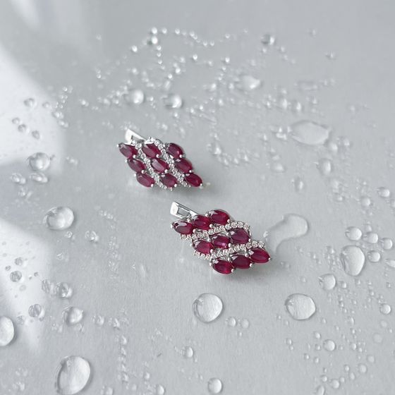 Срібні сережки з рубіном 7.101ct