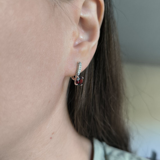 Серебряные серьги с гранатом 2.21ct