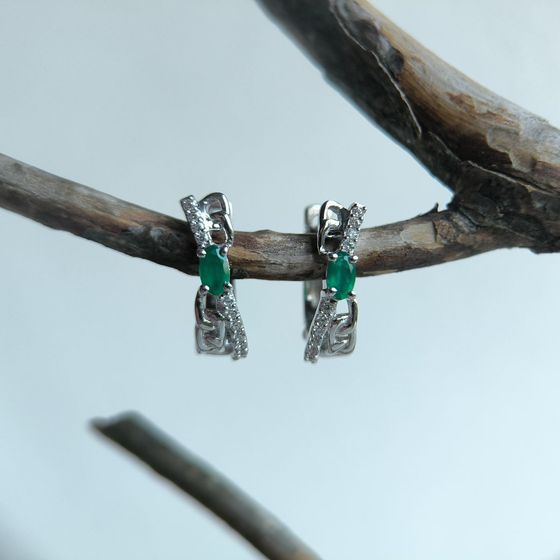 Срібні сережки з агатом 0.73ct