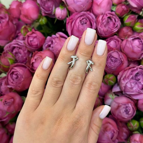 Срібні сережки з фіанітами