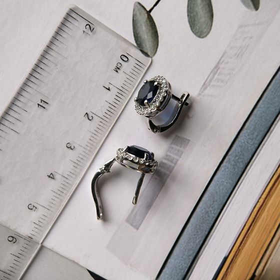 Срібні сережки з сапфіром nano 3,769 карата