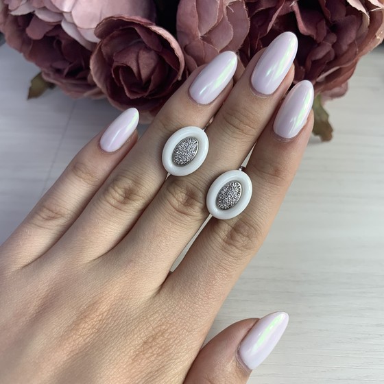 Срібні сережки з керамікою