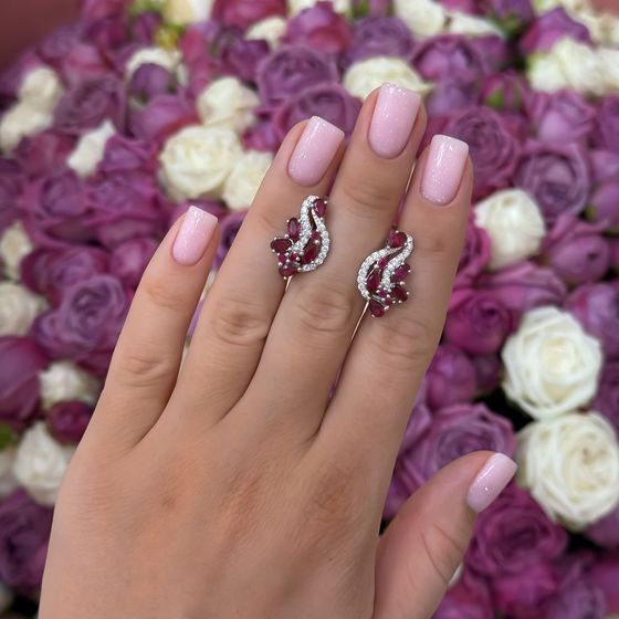 Sterling silver earrings with ruby 4.384ct