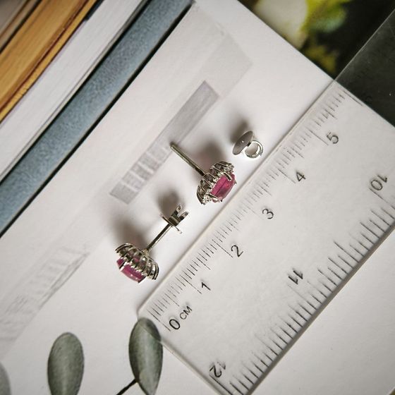 Срібні сережки з рубіном 2.662ct