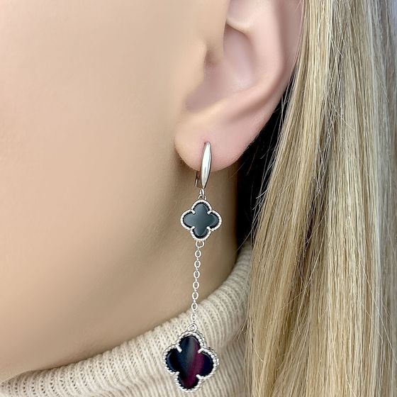 Срібні сережки з оніксом