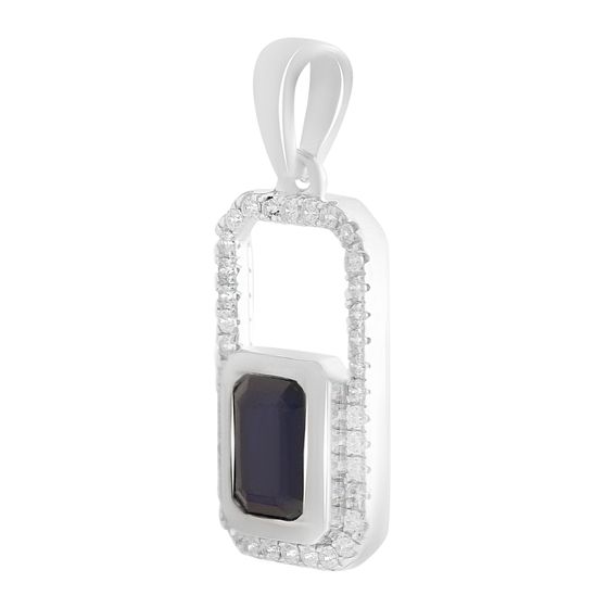 Silver pendant with 1.627ct sapphire, cubic zirconia