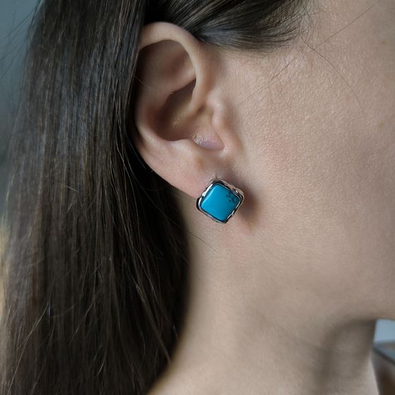 Серебряные серьги с бирюзой