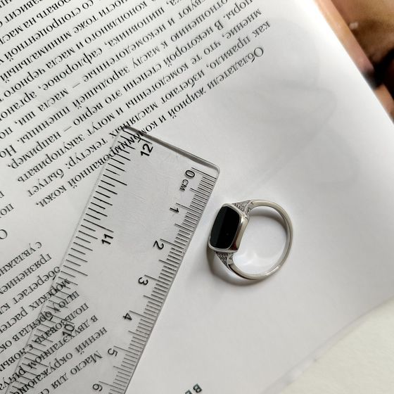 Silver ring with onyx