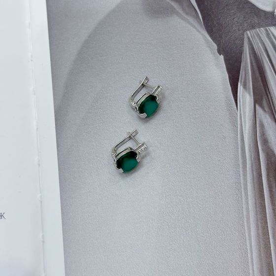 Серебряные серьги с агатом 5.735ct