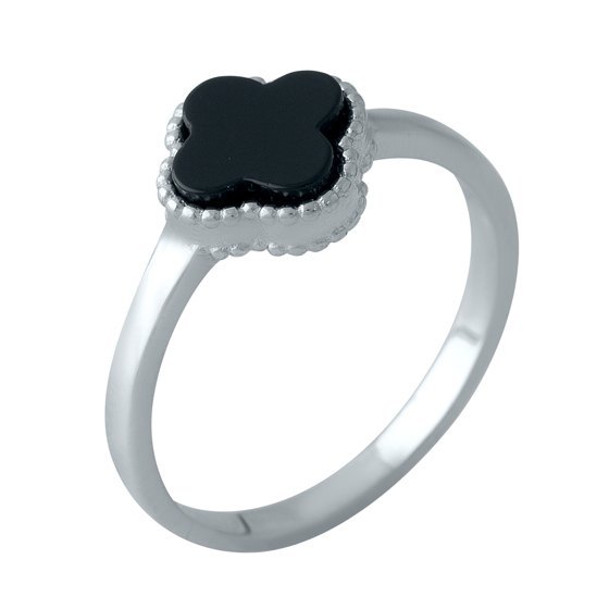 Silver ring with onyx