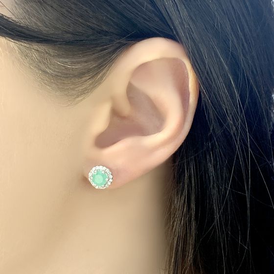 Срібні сережки зі смарагдом 1,259 карата