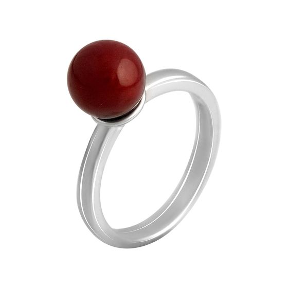 Silver ring with coral