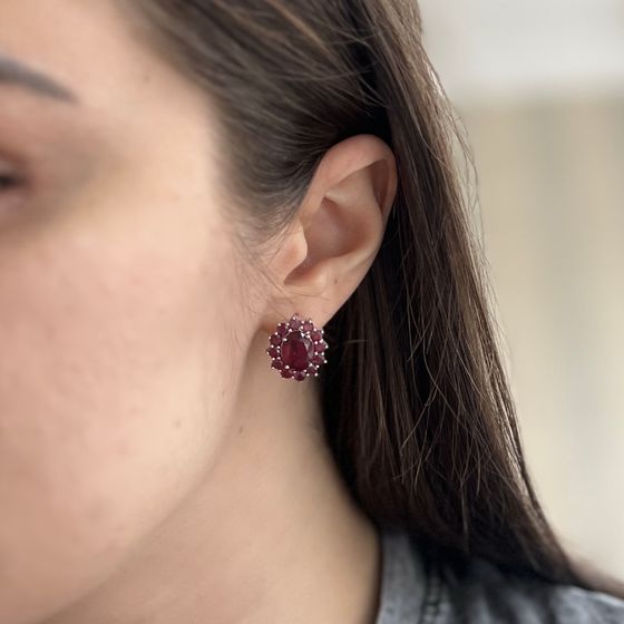 Срібні сережки з рубіном 5,388 карата