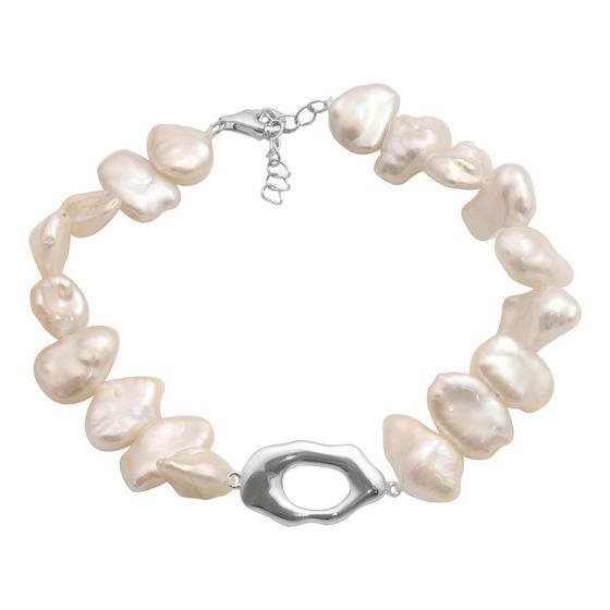 Silver bracelet with baroque pearls