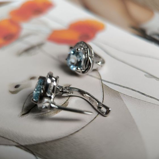 Срібні сережки з топазом 3,147 карата