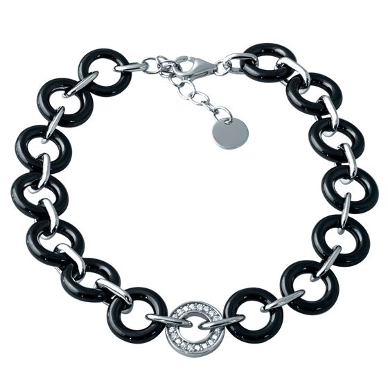 Silver bracelet with ceramics