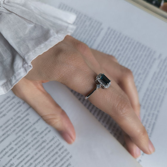 Silver ring with London Blue topaz