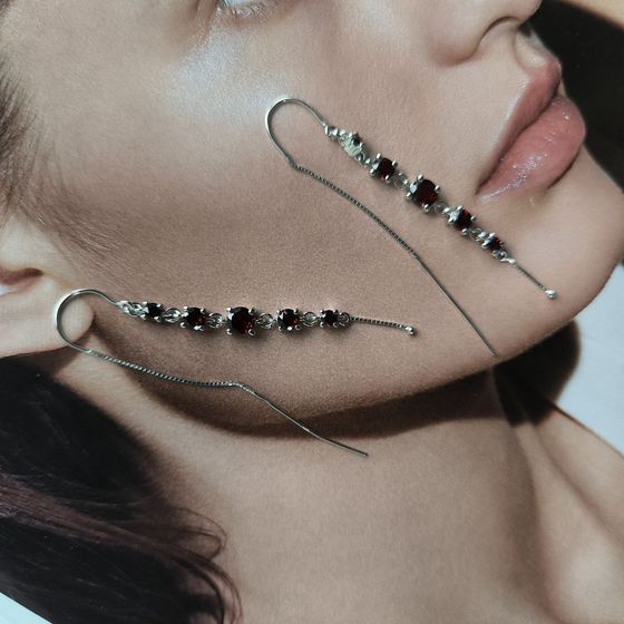 Срібні сережки з гранатом 3.099ct