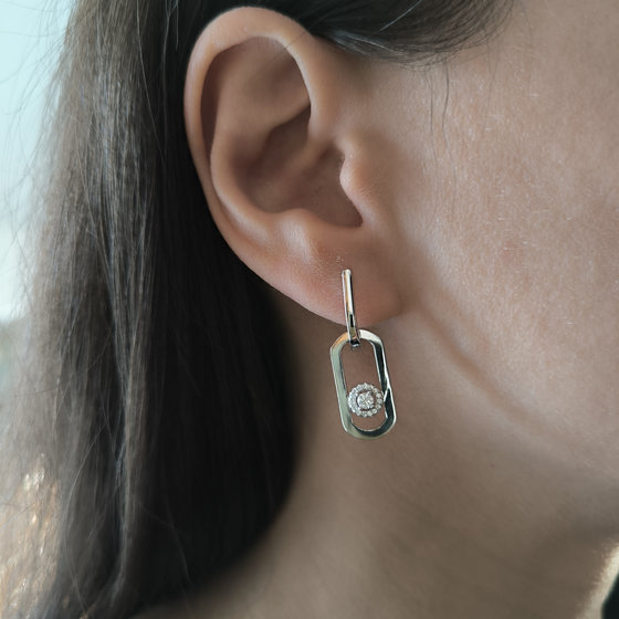 Silver earrings with Phianites