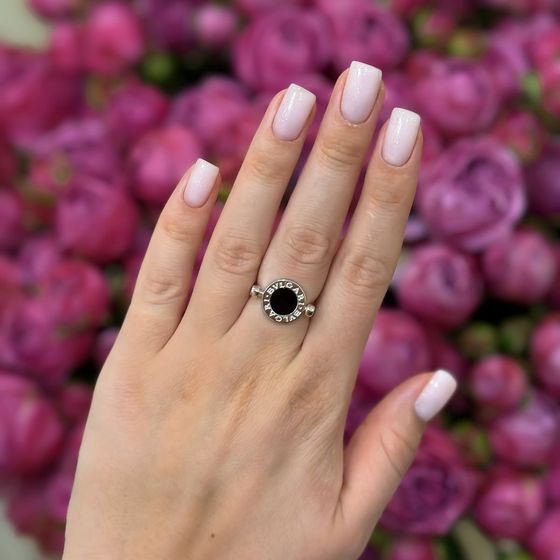 Silver ring with onyx