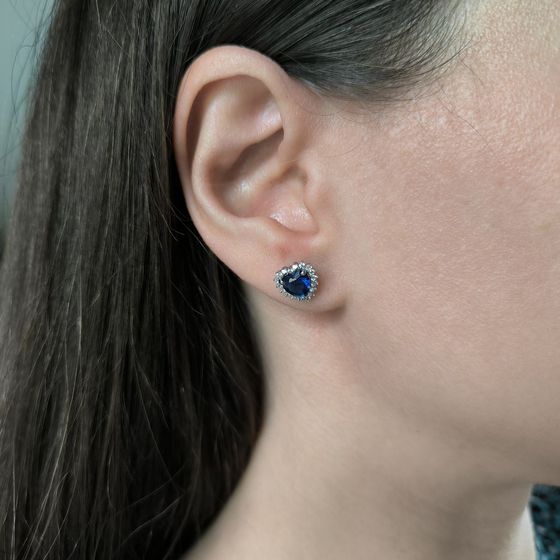 Срібні сережки з сапфіром nano 1.698ct