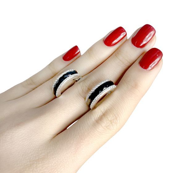Silver earrings with ceramics