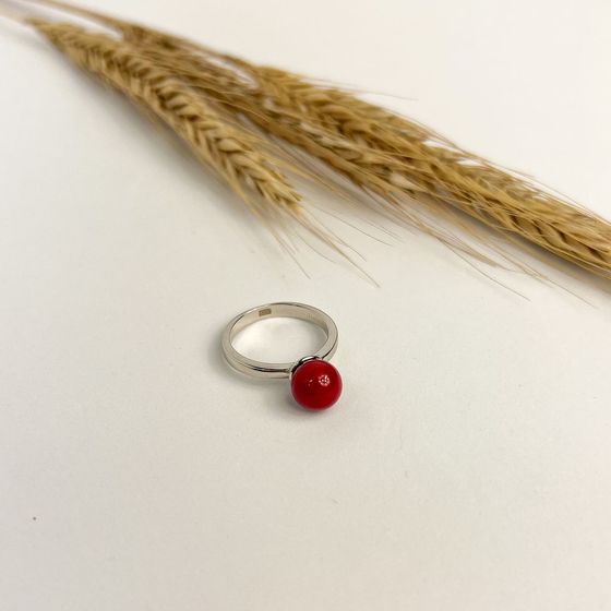 Silver ring with coral