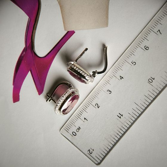 Серебряные серьги с рубином 12.095ct