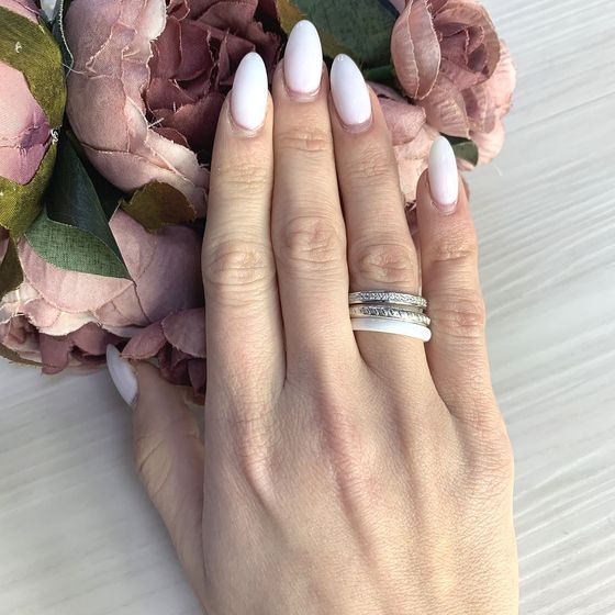 Silver ring with ceramics