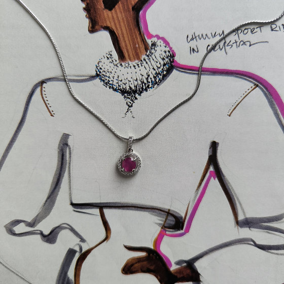 Silver pendant with 1.5ct ruby and cubic zirconia