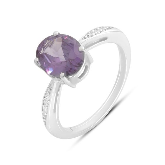 Silver ring with alexandrite, fianites