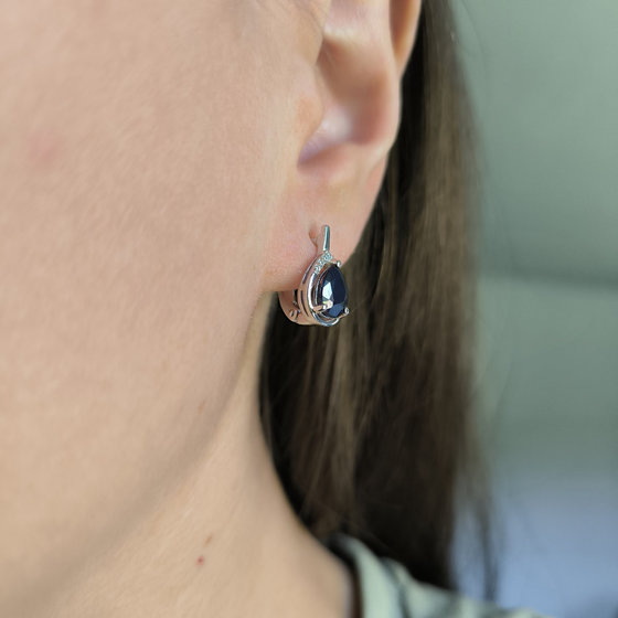 Серебряные серьги с сапфиром 2.844ct