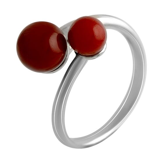 Silver ring with coral