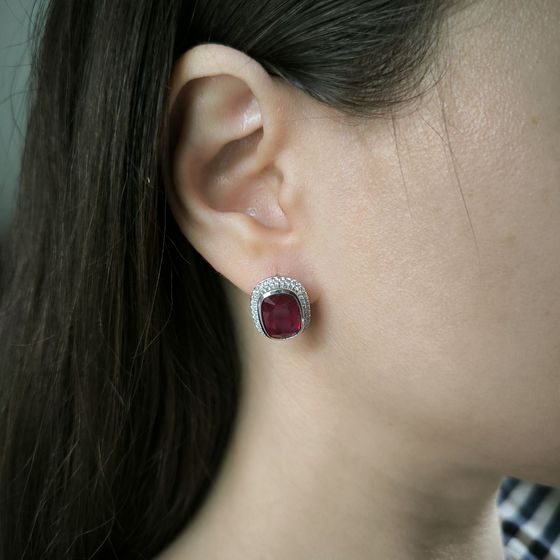 Срібні сережки з рубіном 12.095ct